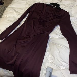 Plum long sleeve elegant dress
